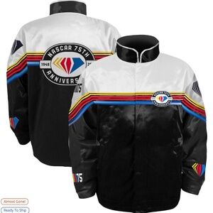 NASCAR Checkered Flag 75th Anniversary Nylon Full-Snap Jacket - Black